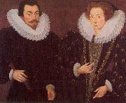Hieronimo Custodis Sir John Harington and his wfie, Mary Rogers, Lady Harington oil